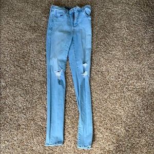 High rise ripped skinny jeans, stretch